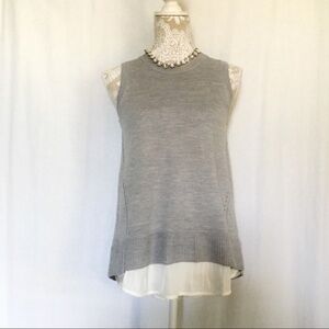 Athleta // Grey Sweater Tank White Shirttail Top size extra small